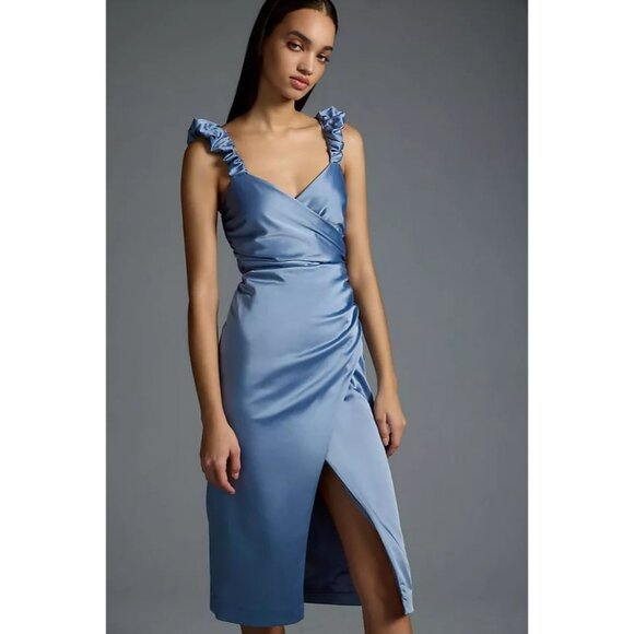 Anthropologie NWT Ruched Sweetheart Dress in Blue size 1X